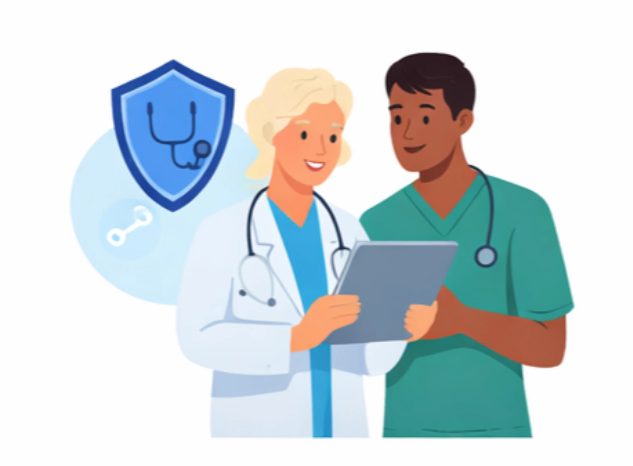 An illustration of a couple of healthcare workers