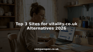 Woman comparing medical insurance at kitchen table