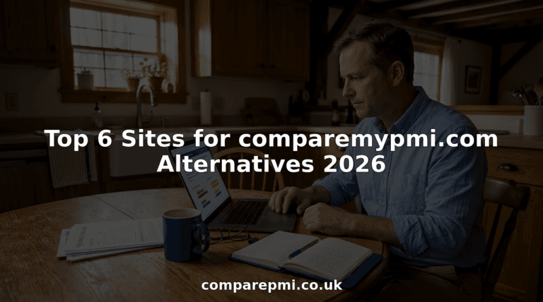 Man comparing insurance quotes at kitchen table